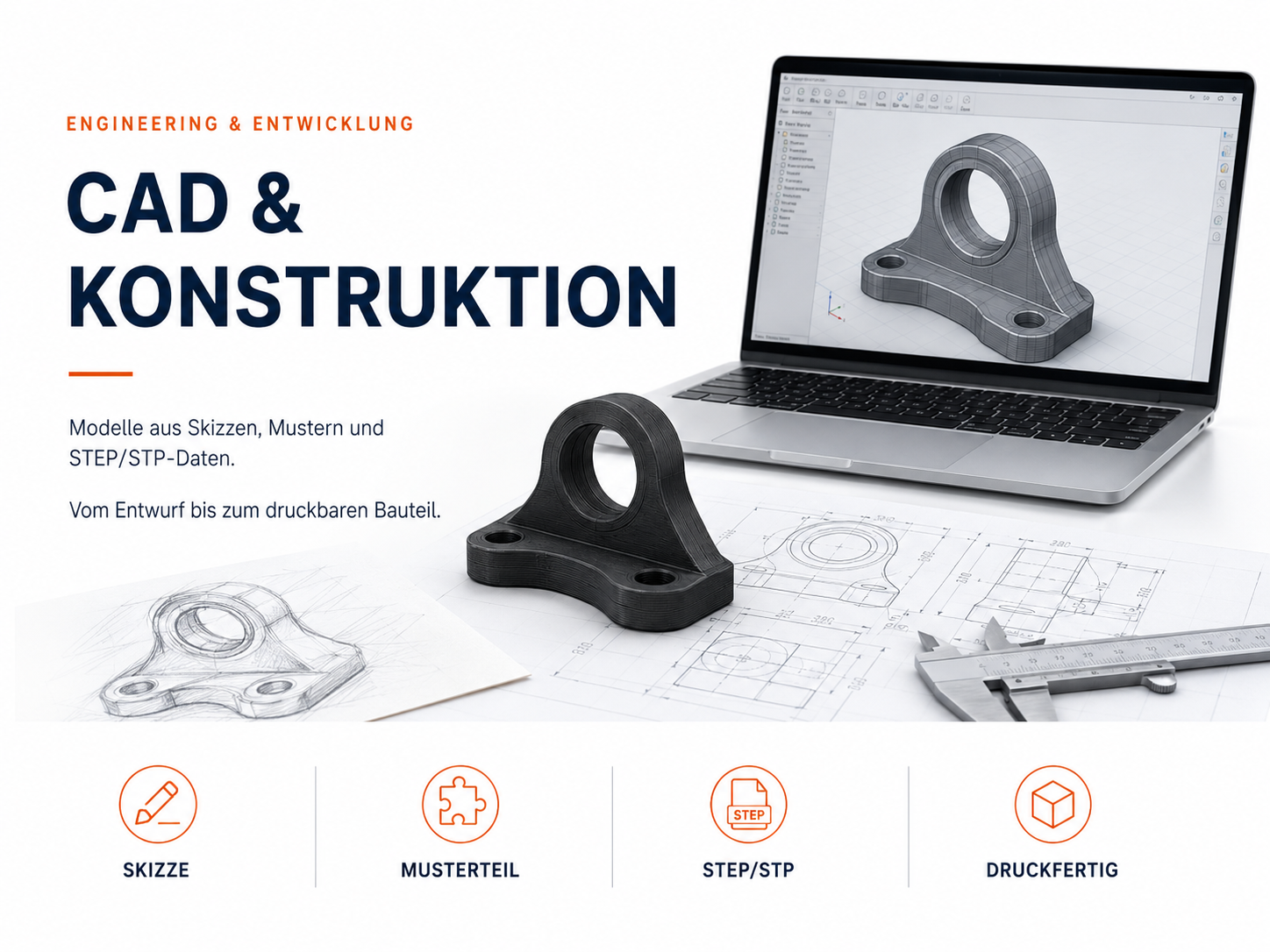 CAD Konstruktion fuer technische 3D-Druckteile